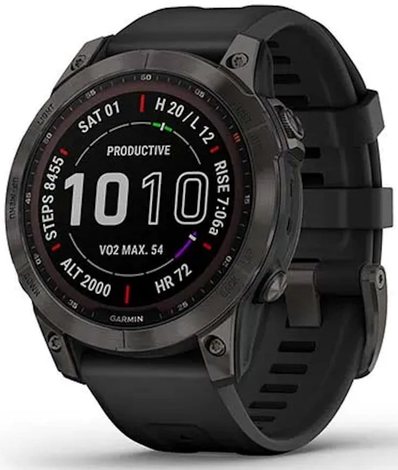 Uhren Garmin fenix 7 PRO Sapphire Solar, Titan Carbon Gray DLC/ Black Silicone Band
